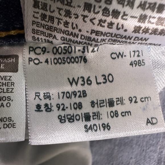 Levi's 501 XX Jeans Mens 36x30 Button Fly Blue Straight Fit Whiskered Cotton - Picture 11 of 14